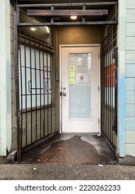 Door Entrance To A Women’s Safe Injection Site.  Taken On October 30, 2022 In Vancouver, BC.