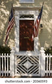 door with flags