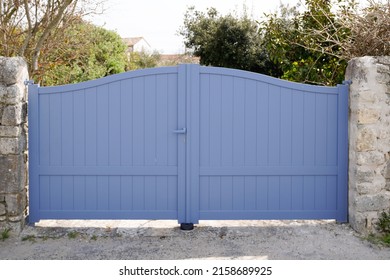 Door Grey Steel High Gate Aluminum Portal Of Home Suburbs House In Street View