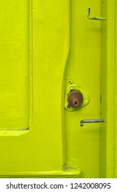 Door Handle Against Lime Green Door