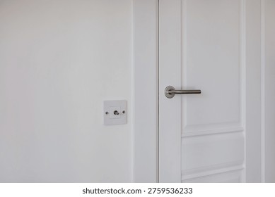 door handle and light switch next to it in a bright room or office