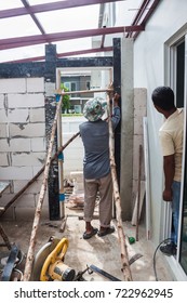 Door Jamb Installation In Concrete Wall.