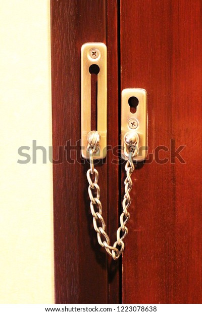 Door Latch Chain Lock Hotel Security Stock Photo Edit Now 1223078638