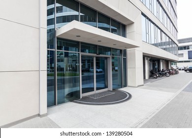 Door of a new contemporary office building - Shutterstock ID 139280504