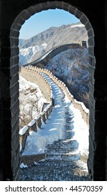 Door On Great Wall Under The Snow