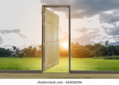Door open and nature background - Shutterstock ID 656036596