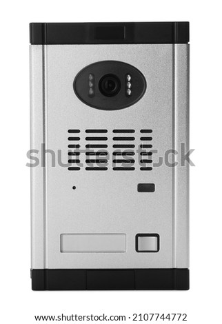 Door station of modern intercom isolated on white