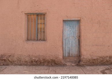 Door and window in adobe house in San Pedro de Atacama, Chile