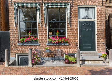 Door And Windows Of A Historic House In Blokzijl, Netherlands