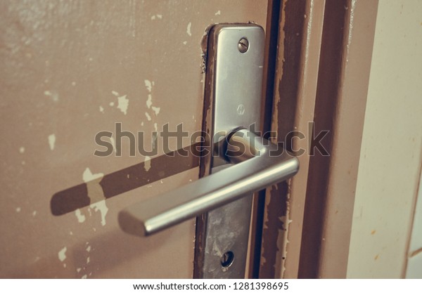 Doorknob Bad Lock On Shabby Old Stock Photo Edit Now 1281398695