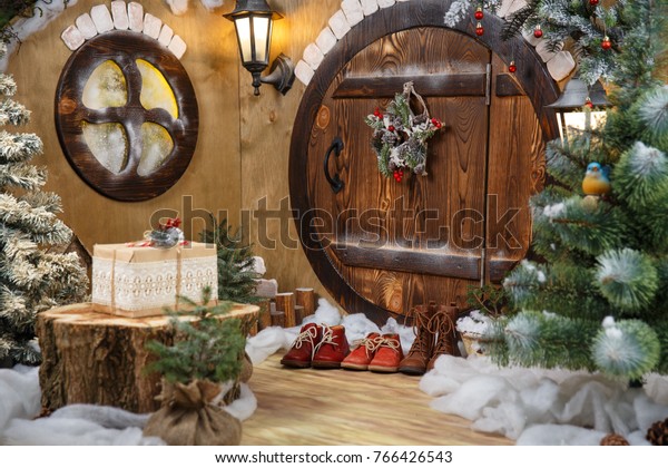 Doors Hobbit Gnome House Christmas Decorations Stock Photo Edit