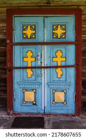 Doors Of Krivani Old Believers Church In Sunny Summer Day. 