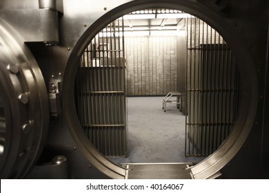 The doorway of a bank vault.