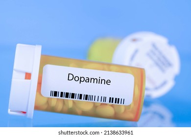 Dopamine. Dopamine Pills In RX Prescription Drug Bottle