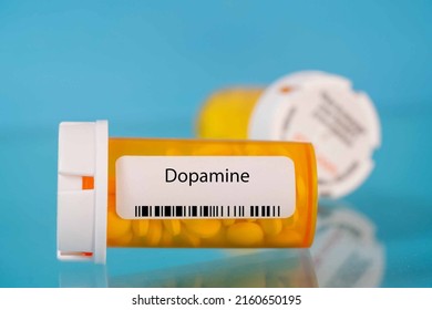 Dopamine. Dopamine Pills In RX Prescription Drug Bottle