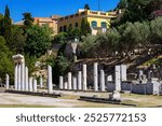 Doric columns located on the territory of the Ancient Roman Agora of Athens, Greece