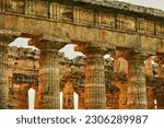 Doric columns in the Temple of Hera, Paestum, Italy. 