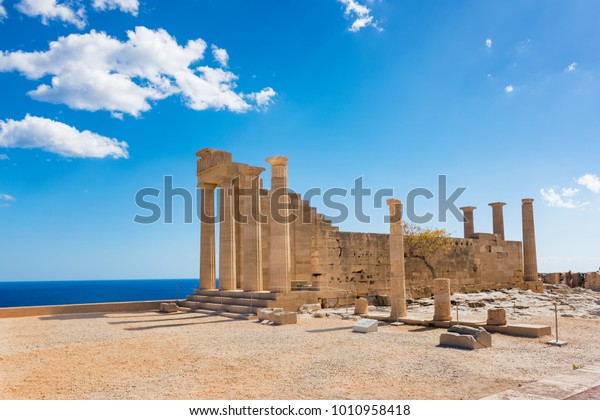 リンドスのアクロポリスにあるアテナ リンディアのドリック神殿 ギリシャ ロードス の写真素材 今すぐ編集