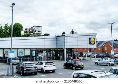 Dorking, Surrey Hills, London UK, June 30 2022, Lidl Low Cost Food And Drink Retail Supermarket