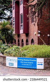 Dorking, Surrey Hills, London UK, June 30 2022, NHS Primary Care Doctors Surgery Sign And Logo