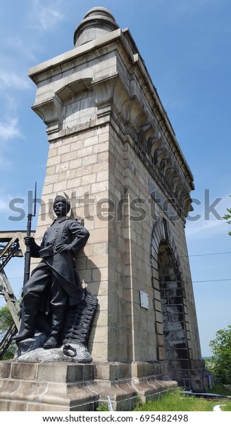 Dorobantul Statue Anghel Saligny Bridge Formerly Stock Photo Edit Now 695482498