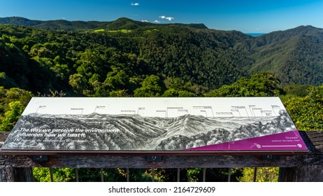 Dorrigo Mountain, New South Wales, Australia - May 29, 2022: Map board of the Dorrigo National Park