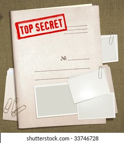 dorsal view of military top secret folder with stamp