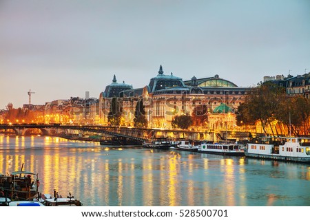 D'Orsay museum building in Paris, France at sunrise