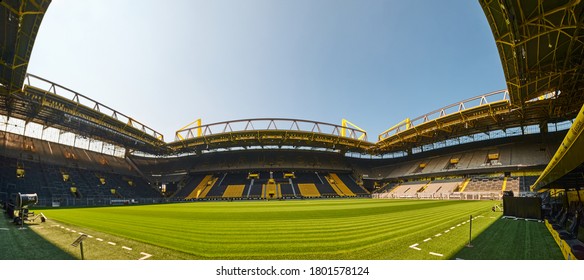 DORTMUND, GERMANY - 12 AUGUST 2020: Signal Iduna Park. Champions League Cup. Background Of UEFA Champions League Final 