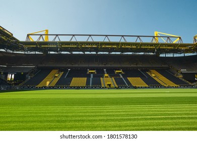 DORTMUND, GERMANY - 12 AUGUST 2020: Signal Iduna Park. Champions League Cup. Background Of UEFA Champions League Final 