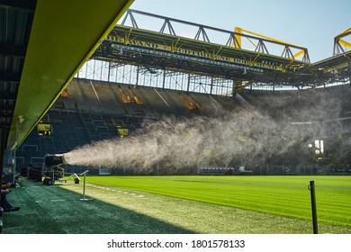 DORTMUND, GERMANY - 12 AUGUST 2020: Signal Iduna Park. Champions League Cup. Background Of UEFA Champions League Final 