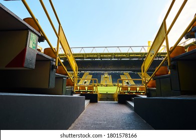 DORTMUND, GERMANY - 12 AUGUST 2020: Signal Iduna Park. Champions League Cup. Background Of UEFA Champions League Final 