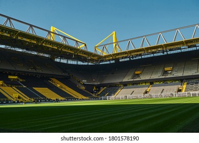 DORTMUND, GERMANY - 12 AUGUST 2020: Signal Iduna Park. Champions League Cup. Background Of UEFA Champions League Final 