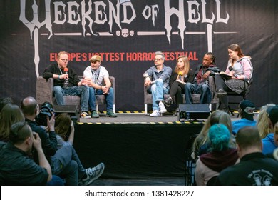 DORTMUND, GERMANY - April 14th 2019: Brandon Crane, Ben Heller, Adam Faraizl, Emily Perkins And Marlon Taylor At Weekend Of Hell Spring Edition 2019