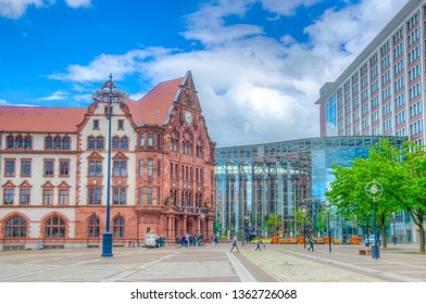 DORTMUND, GERMANY, APRIL 30, 2018: View of Friedensplatz in the center of Dortmund, Germany