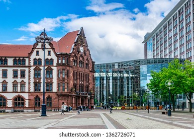 DORTMUND, GERMANY, APRIL 30, 2018: View of Friedensplatz in the center of Dortmund, Germany