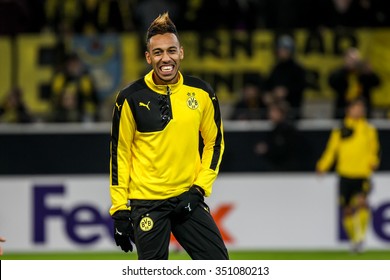 Dortmund, Germany- December 10, 2015: Pierre Emerick Aubameyang Before The Beginning The UEFA Europa League Match Between PAOK Vs Borussia Dortmund Played At BVB Stadium