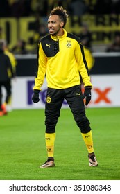 Dortmund, Germany- December 10, 2015: Pierre Emerick Aubameyang Before The Beginning The UEFA Europa League Match Between PAOK Vs Borussia Dortmund Played At BVB Stadium