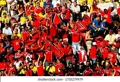 Dortmund, GERMANY - June 10, 2006: 
Trinidad and Tobaggo and Swedish fans are seen 
during the 2006 FIFA World Cup Germany 
Trinidad & Tobago v Sweden at Signal Iduna Park.