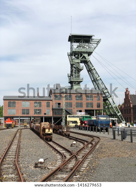 Dortmund, Germany - May 19th 2019 - Shaft tower\
of the hard coal mine Zeche\
Zollern.