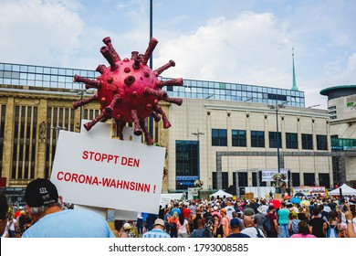 Dortmund, NRW /Germany -August 09 2020 : protest against corona regulations , proteste gegen Corona-Vorschriften in Dortmunder innenstadt.