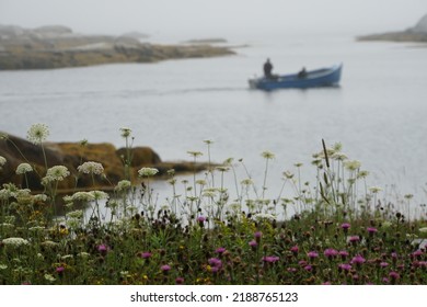 Dory Boat Going Out In The Fog