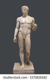 The Doryphoros Statue. Roman Marble Copy Of Classic Greek Contrapposto Statue 