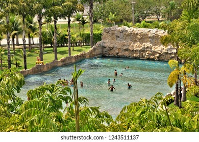 São José Dos Campos, Sao Paulo / Brazil - 10/12/2018 - View Of The Artificial Wave Pool Of Thermas Do Vale Water Park On Children's Day