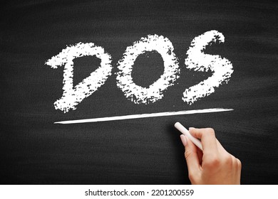 DOS - Disk Operating System Is A Computer Operating System That Resides On And Can Use A Disk Storage Device, Acronym Technology Concept On Blackboard