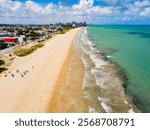 Jaboatão dos Guararapes, Pernambuco - Aerial view of Piedade beach - Clear water beach with buildings lining the shore in Northeast Brazil