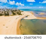 Jaboatão dos Guararapes, Pernambuco - Aerial view of Barra da Jangada beach - Clear water beach with buildings lining the shore in Northeast Brazil