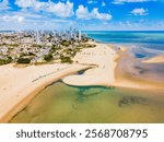 Jaboatão dos Guararapes, Pernambuco - Aerial view of Barra da Jangada beach - Clear water beach with buildings lining the shore in Northeast Brazil