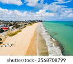 Jaboatão dos Guararapes, Pernambuco - Aerial view of Piedade beach - Clear water beach with buildings lining the shore in Northeast Brazil