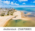 Jaboatão dos Guararapes, Pernambuco - Aerial view of Barra da Jangada beach - Clear water beach with buildings lining the shore in Northeast Brazil